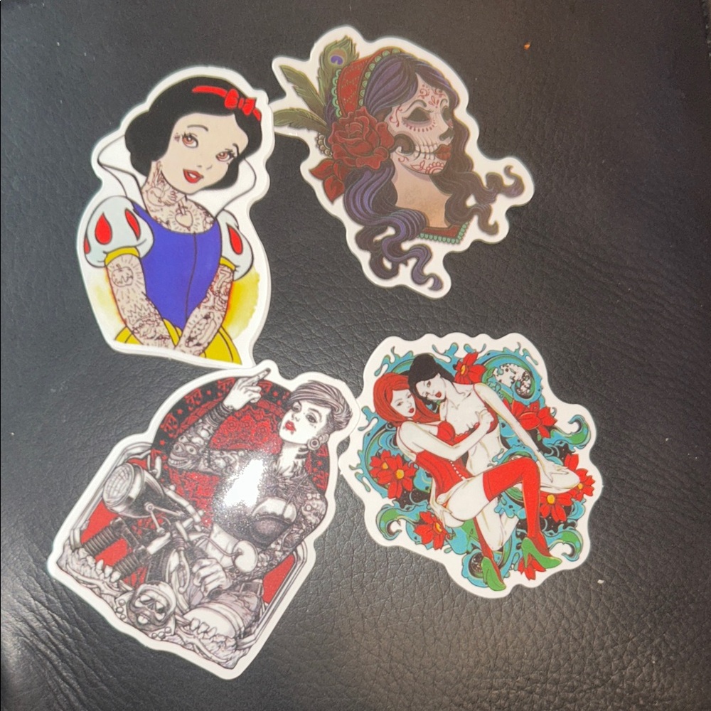 Colorful Lady Themed Tattoo Art Stickers